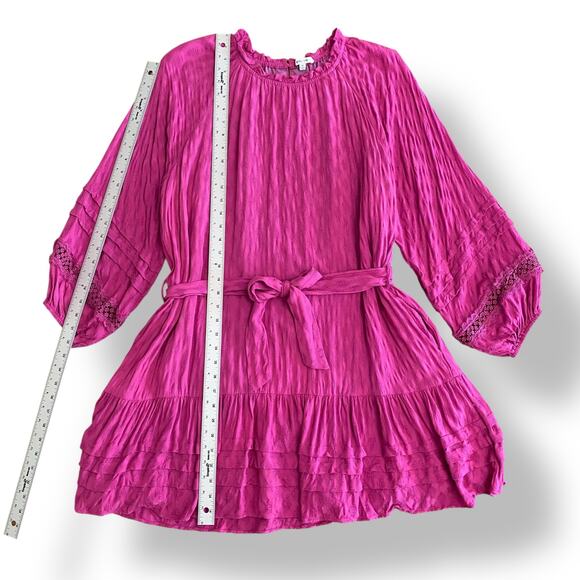 Anthropologie BTFL-life Fuchsia Ruffled Oversized Long Sleeve Mini Dress Size XL - Picture 4 of 9
